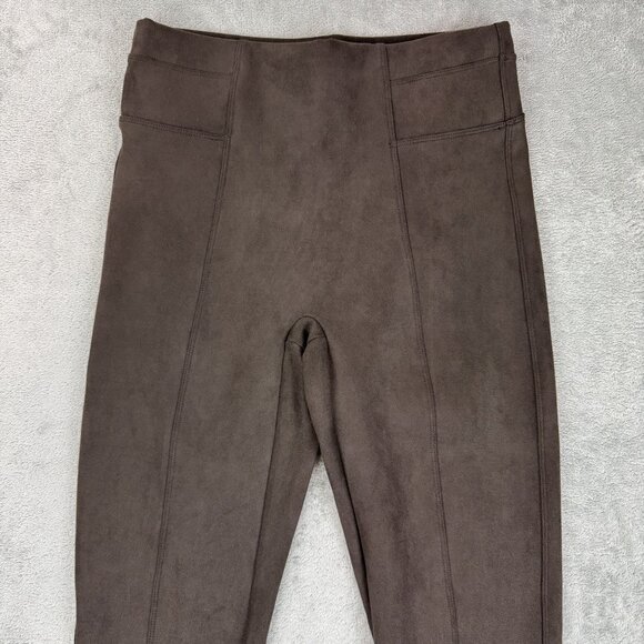SPANX Womens Suede Stretch High Waisted Velvety Soft Leggings Brown Pull Ons M - Picture 3 of 9